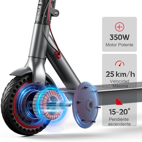 Patinete EléctricoAdultos 30km Autonomía 350W Motor 36V 10.4Ah Batería 3 Modos 25km/h 8.5 Pulgadas 100kg