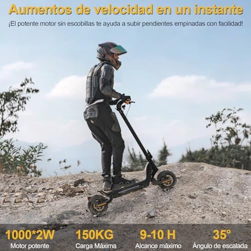 TODIMART Patinete Eléctrico Adulto 2000W, Autonomía 90KM, Batería 20.8Ah, Ruedas Todoterreno, Frenos Discos Doble, Plega