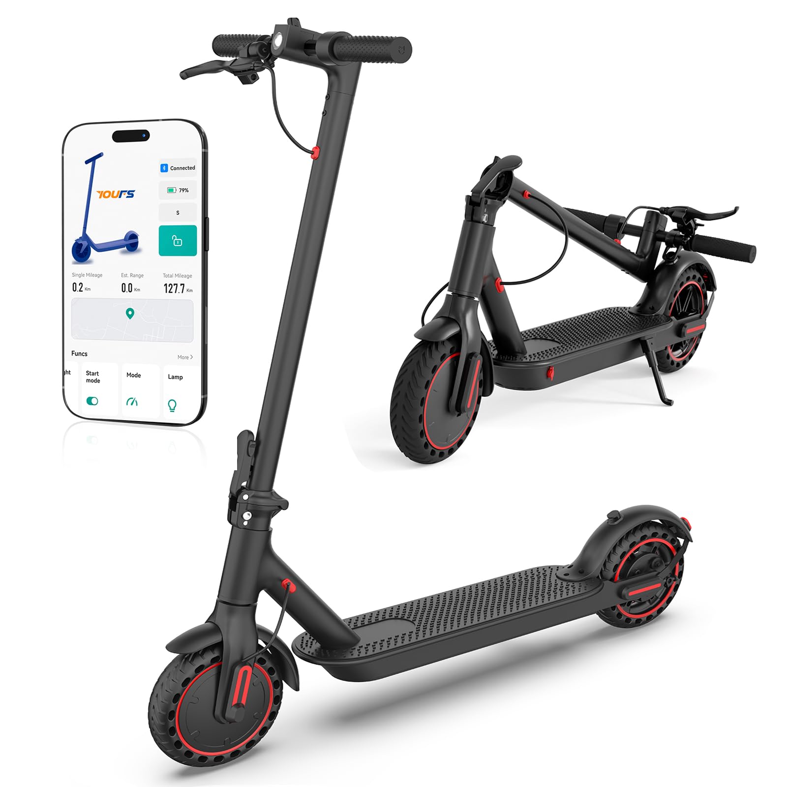  Patinete eléctrico plegable para adultos con batería de 10,4 Ah y gran autonomía de 25-35 km
| Patinete eléctrico plega