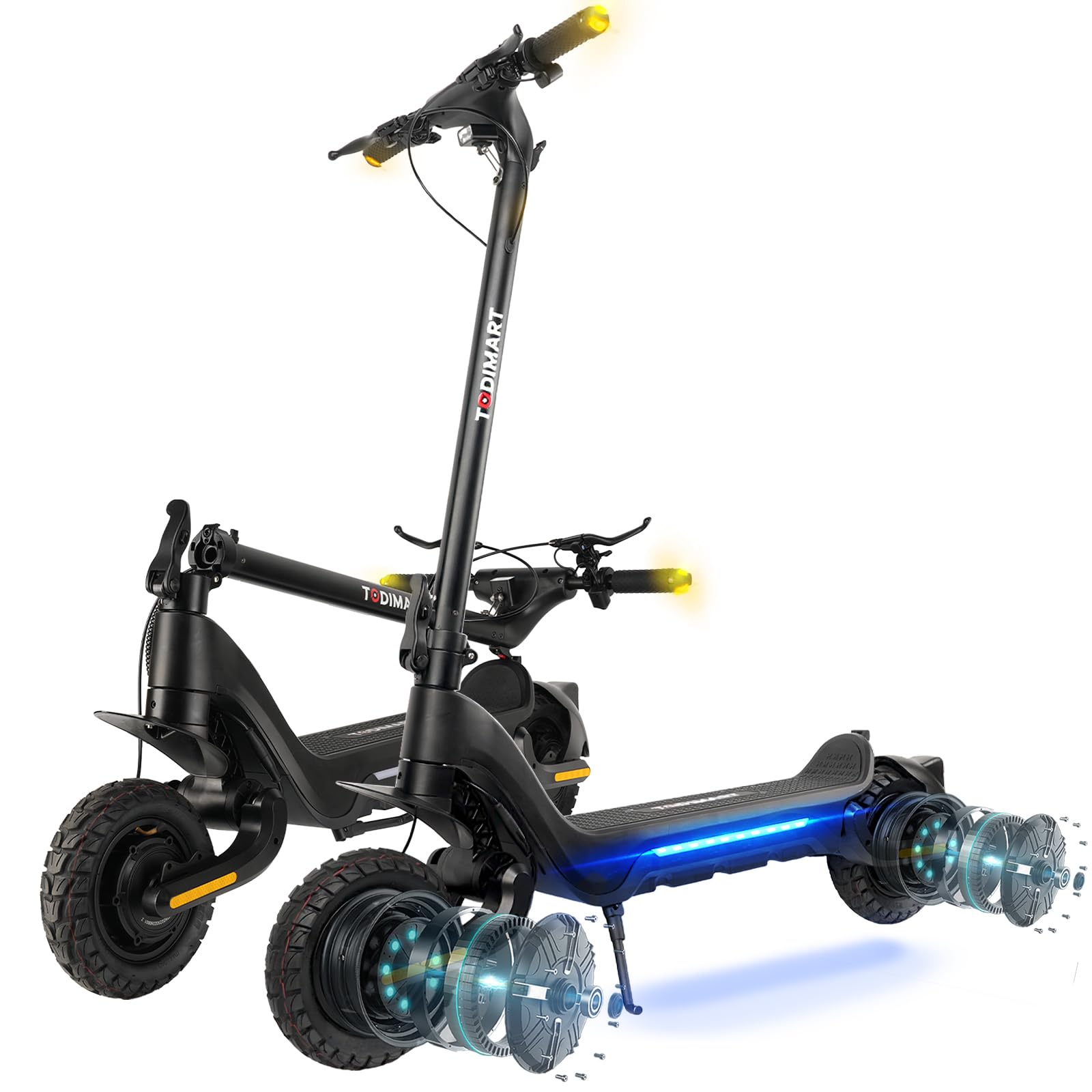 TODIMART Patinete Eléctrico Adulto 2000W, Autonomía 90KM, Batería 20.8Ah, Ruedas Todoterreno, Frenos Discos Doble, Plega