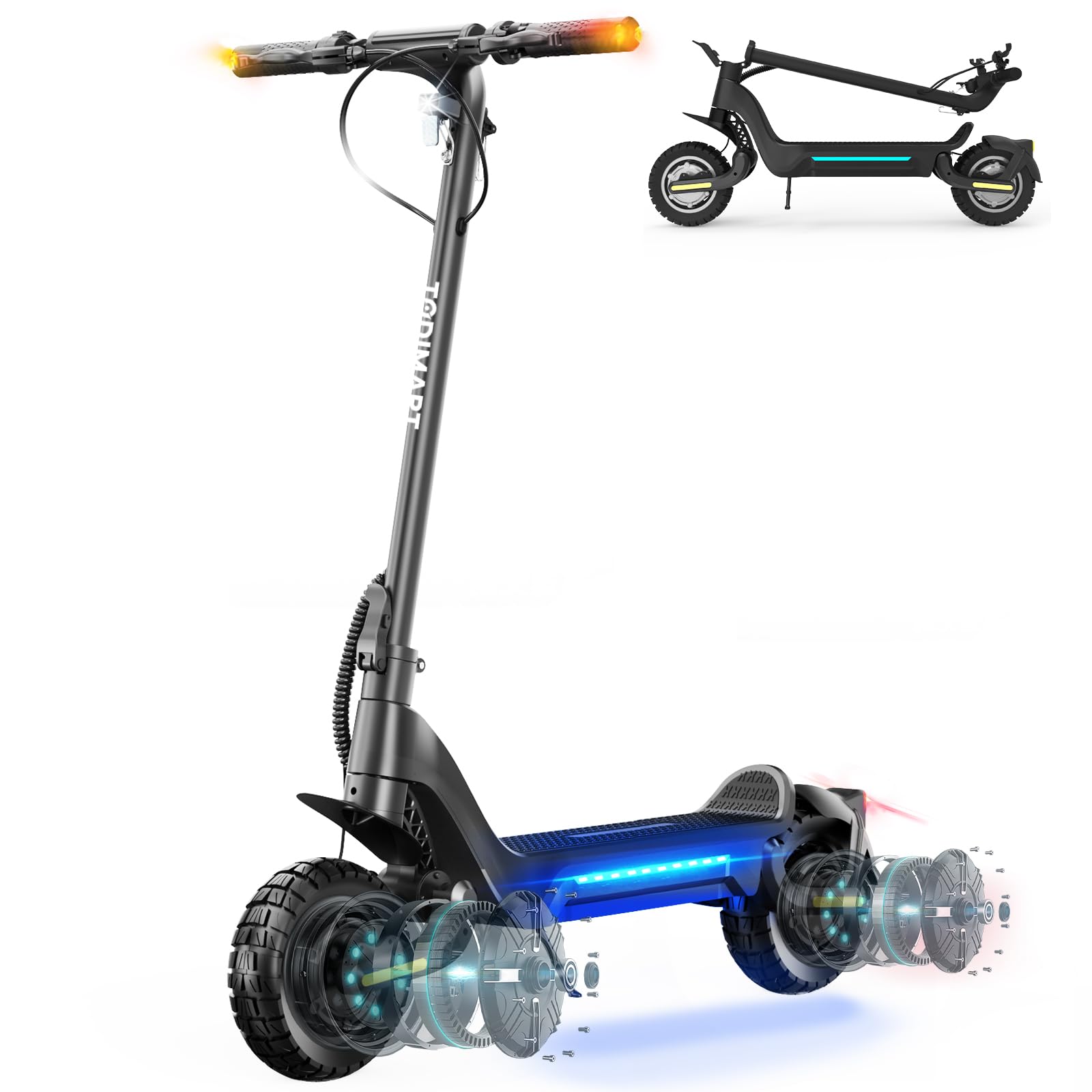 TODIMART Patinete Eléctrico para Adultos, 2000W de Potencia, Autonomía 80KM, Batería 18.2AH, Frenos Doblados y Control c