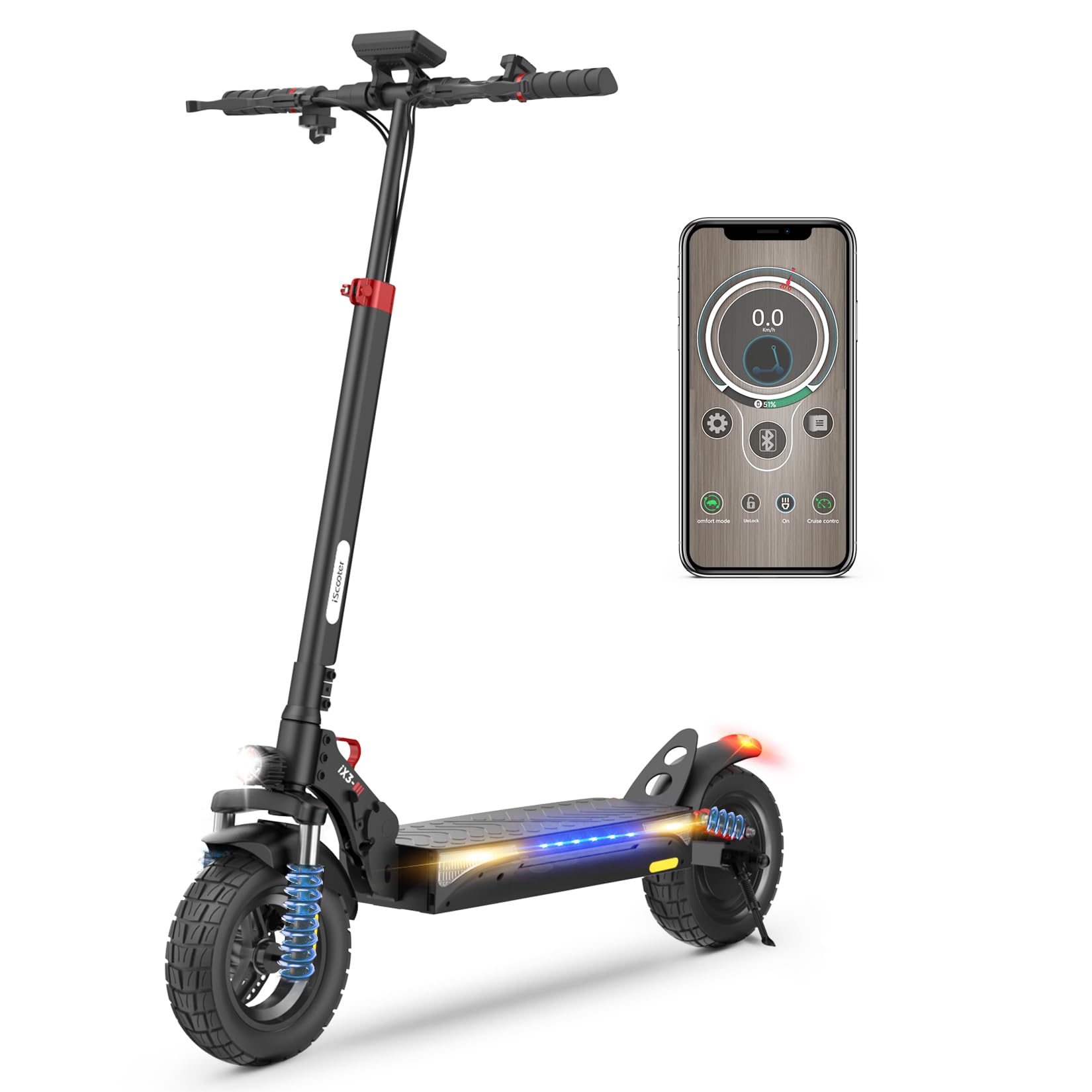 iScooter ix3 Patinete Eléctrico Adultos, MÁXIMA Autonomía De 40 KM, Plegable 10" App Control, Carga 120 KG
iScooter ix3