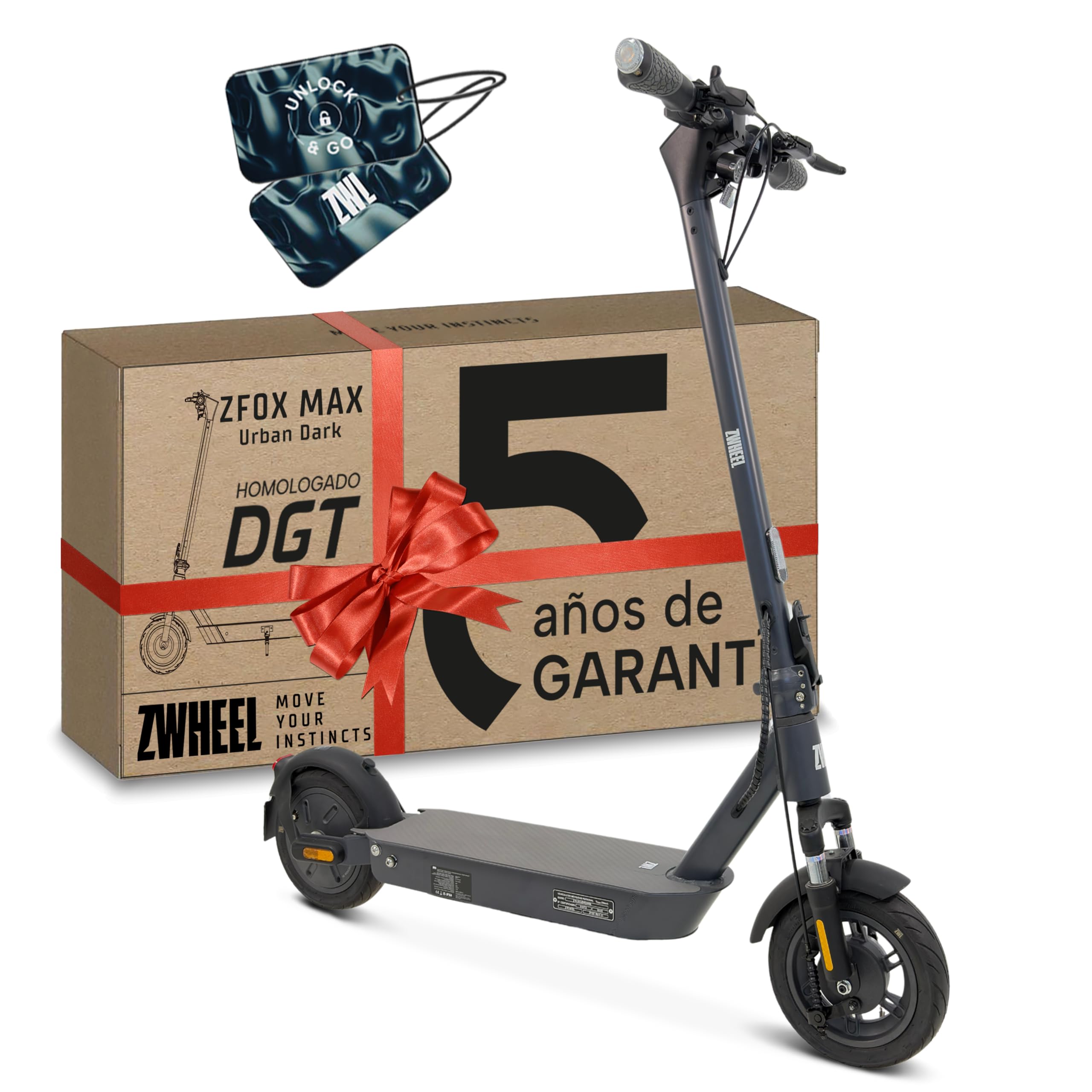 ZWHEEL ZFOX MAX | Patinete Eléctrico para Adultos Homologado DGT - 800W MAX, 50km de Autonomía, Resistente al Agua, Rued